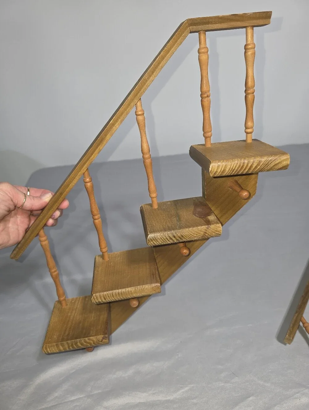 Vintage Wooden Staircase Wall Hangings Set of 2 Miniature Steps